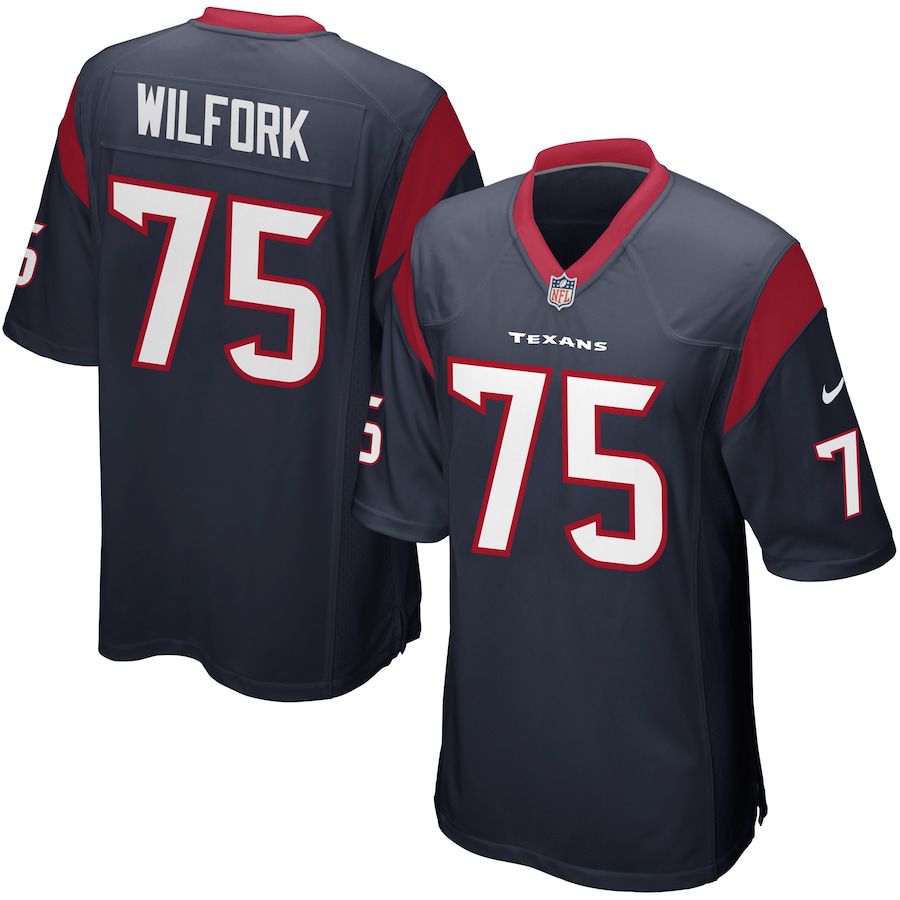 Men Houston Texans 75 Vince Wilfork Nike Navy Blue Game NFL Jersey